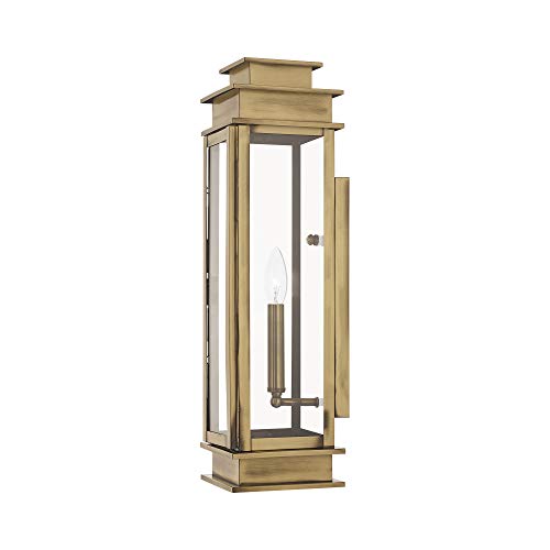 Image of Livex Lighting 20207-01 1-Light Outdoor Wall Lantern, Antique Brass | Transitional design