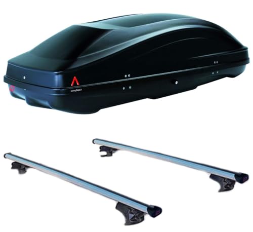 Set BOX + Barre Portatutto realizzato per MERCEDES GLB dal 2019 in poi capiente 370 Litri Colore Nero con 2 Serrature Barre 127 CM c/Serratura