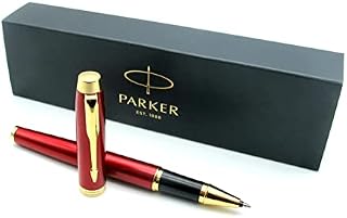 Parker IM Premium Limited Edition Rollerball Pen - Vivacious Red Lacquer with Gold Trim - Black Ink - Gift Boxed