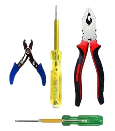 Keyway Hand Tool Kit Lineman Plier (Length : 8 Inch) |Screwdriver Hand Tools & Kits Pack of 4 | Tester Cutting Plier for Home uses, Electrical Uses, Player, Cutting Tools Hand Tool Kit |