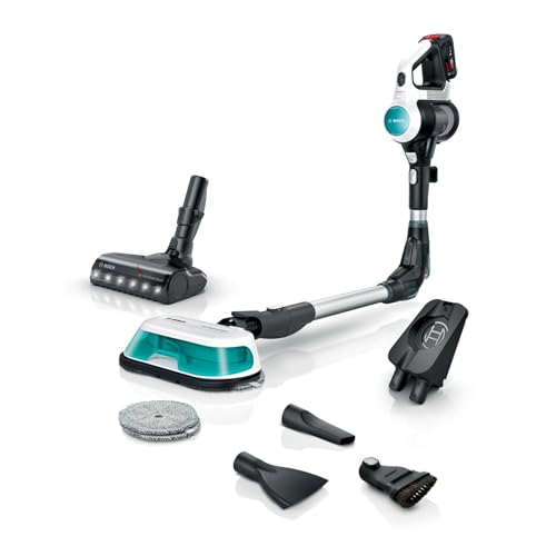 Bosch - Aspirador sin cable 2en1, Unlimited 7 ProHygienic Aqua, cepillo 2en1 DynamicAqua, cepillo convencional, blanco, BCS71HYG2