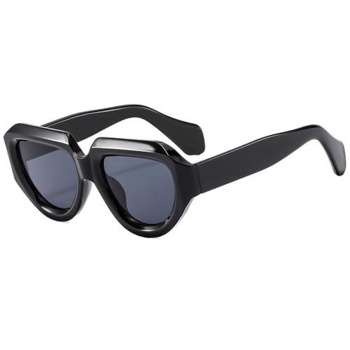 Lunettes de soleil rétro ovales à bords coupés uniques et larges branches effet miroir