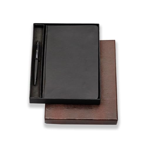 Image of amazon basics A5 Journal /Notebook /Diary with Ribbon Bookmark & Pen | Gift Set For Corporate and Personal Occasions(Black)