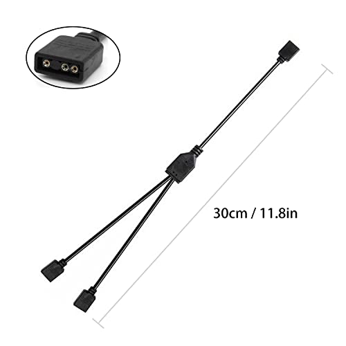 Jstincal ARGB Splitter Cable, 1-to-2 Female to Female 5V 3 Pin Addressable RGB Splitter Extension Cable ARGB LED Sync Cable for Extend PC Computer ARGB Fans Or ARGB LED Series (2 Pack)