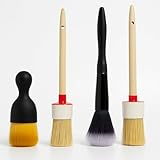 Kit Nettoyage Voiture(4Pcs), Brosse Douce Anti Poussiere Intérieur Pinceau, Pinceau Detailing Auto Kit de Détail, Brosses à Poussière Jante Pinceaux Interieur pour Tableau de Bord