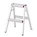 MHBGX Wielofunkcyjny składany stołek schodowy, składany stołek drabinkowy aluminiowa drabina składana platforma stołek roboczy 150 kg nośność / srebrny, stołek dwustopniowy