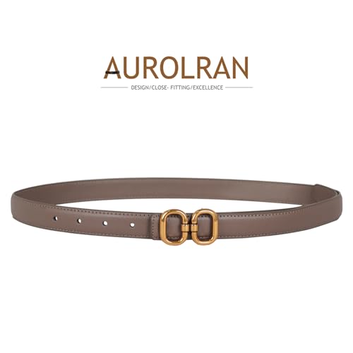 Image of Aurolran Women's Fashion Classic Metal Buckle Leather Belt with Jeans Dress
