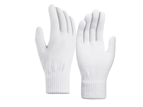 Heré Mood Strickhandschuhe & Winterhandschuhe Warme Handschuhe Winter Rippstrick Damenhandschuhe Outdoor Herren Radfahren (Weiss)