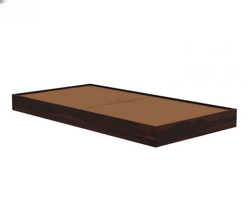 Image of Solid Sheesham Wooden Bed 6X3 Low Floor Platform Bed for Bedroom | Wooden Single Bed Cot Without Storage | Modern Minimalist Bed Frame | Heavy Duty Solid Wood 6X3 Bed | (Walnut Finish)