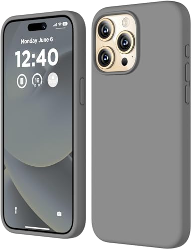 Image of Back Cover for iPhone 13 Pro Case,[Military Shockproof Protection] Liquid Silicone Case with [Soft Anti-Scratch Microfiber Lining for iPhone 13 Pro (Dark Grey)
