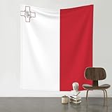 LPLSNWS Bedruckter Wandteppich mit Flagge von Malta, Wandbehang, geeignet für Schlafzimmer, Schlafsaal oder Picknickdecke usw.