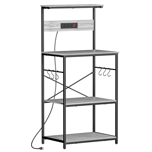 VUSIGN Kitchen Bakers Rack with Power Outlet, 4-Tier Coffee Stand