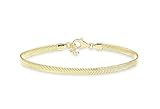 Miabella Italian Solid 925 Sterling Silver, 18K Yellow Gold Plated 4mm Domed Herringbone Snake Chain Link Bracelet for Women Men, Made in Italy (yellow-gold-plated-silver, Length 6.5 Inches+0.5ext.)