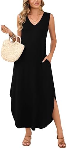 JollieLovin Women Plus Size Summer Tank Maxi Dresses Sleeveless C...