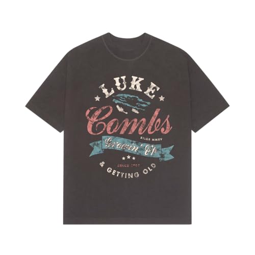 Luke Combs Getting Old Spellout T-Shirt, Charcoal, Large