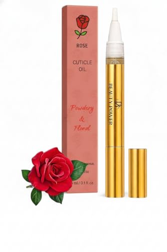 Beauty Power Nail Oil Cuticle Pen - Rose – Nail Strengthener & Growth Serum with Vitamin A, D, E, B5, Grapeseed & Natural Oils – Repair for Brittle, Peeling, Thin Nails – Gift Idea