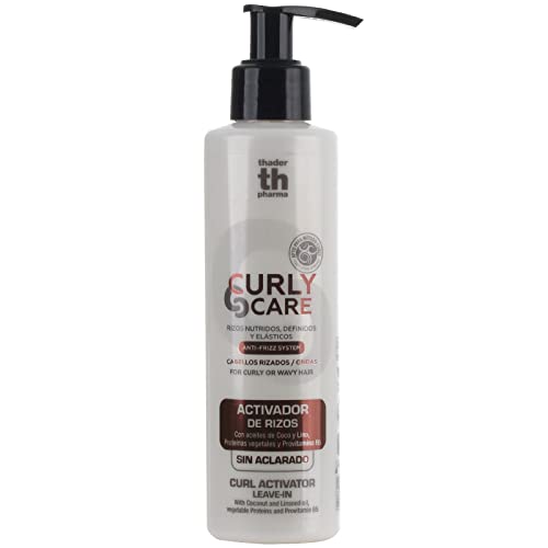 Thader TH Pharma Curly Care Activador de Rizos sin aclarado con aceites de Coco y Lino, Proteínas Vegetales y Provitamina B5, 200 ml