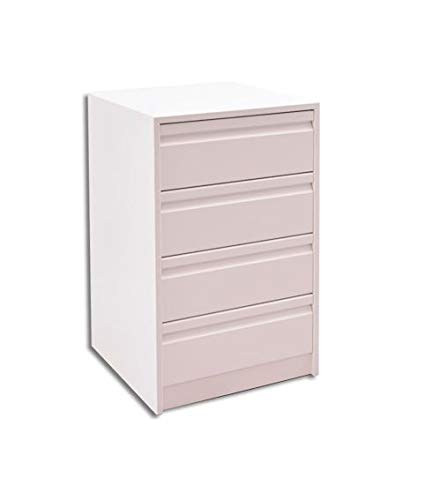 arelwood Cajonera Frente Postformado Blanca Montada 70x50-4 Cajones. Alto 72,8 cm.