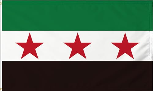 Large Free Syria Three Stars Flag 3X5FT Syrian Arab Republic Flags UV Resistant and Double Stitched with Brass Grommets Suitable for Outdoor and Indoor Decro. (Syria 3X5)