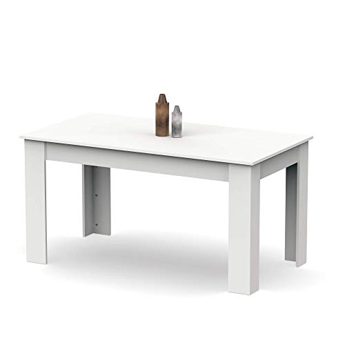 MUEBLES PITARCH | Mesa de Comedor, Mesa Salón o Cocina, para 6 Personas, Rectangular, 140x80cm (Ancho x Fondo), Blanca, Moderna, Elegante, Resistente