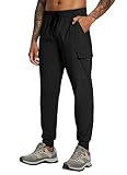 BALEAF Men's Lightweight Joggers Quick Dry Cargo Pants UPF 50+ Stretch Jogger Pants Hiking Outdoor Running Track Workout Black L