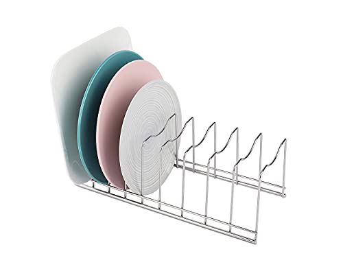 Hs Ideas 2 Pack Pot Lid Organizer, Kitchen Plate Rack Holder Rest,Pan And Pot Lid Holder For Cutting Boards, Bakeware, Cooling Rack, Serving Trays,Pantry And Cabinet Holder - Silver Finish… #TOP5
