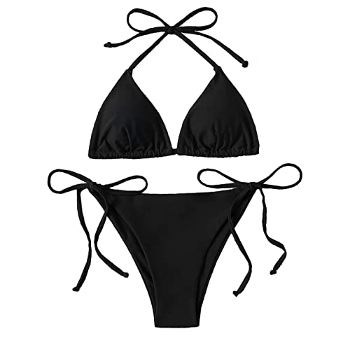 Image of Bikinis Swimsuit Set for Women Swimwear Triangle Bathing Suit Tie String Thong