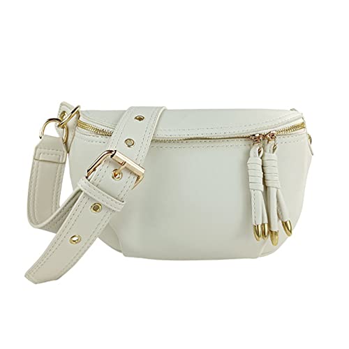 Armiwiin Bauchtasche Damen mit Reißverschluss, Crossbody Bag Damen Umhängetasche Verstellbare Schultergurte, Gürteltasche Damen Stylisch (Weiß) Cover