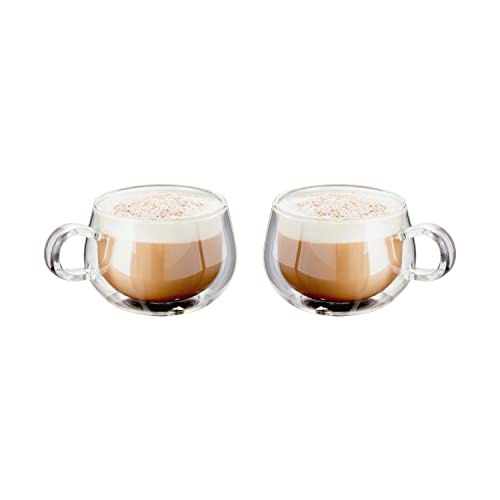 Judge JDG30 - Set de 2 tazas de capuchino con asa - Doble pared de cristal con vacío en su interior - Hechas a mano - Resistentes al calor - Se pueden meter en el lavavajillas - 225 ml Cover