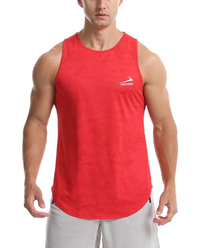 Viisendy Pro Canotte atletiche da Uomo, Gilet Bodybuilding Allenamento Camicie da Palestra T-Shirt Muscolare Senza Maniche Tagliata Rossa XXL