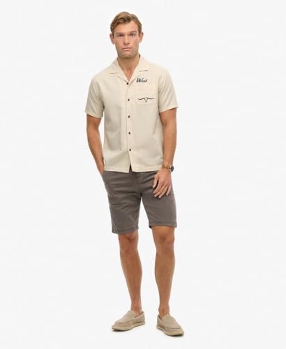 Superdry Para Hombre. M4011007A Camisa Resort Merchant Store Beige (S), Casual, Lino, Manga Corta - 4