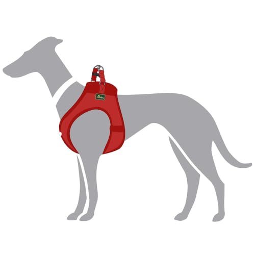 Hunter Hundegeschirr Love, Farbe: rot, weiches Rindsleder, atmungsaktive Mesh-Polsterung, Herz handgenäht, hoher Komfort, Made in Germany, Größe: XS-S