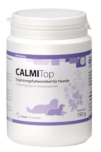 CalmiTop - Pastillas de relajación para perros - Puede calmar naturalmente con triptófano y valeriana, dosificación fácil, fabricado en Alemania, 100 unidades