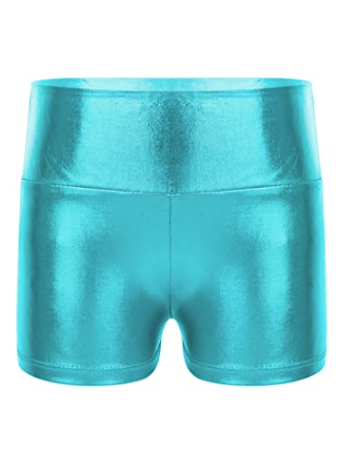 Girls Metallic 2 Pcs Dance Outfit Cutout Back Gymnastics Leotard with Shorts Biketard Unitard4