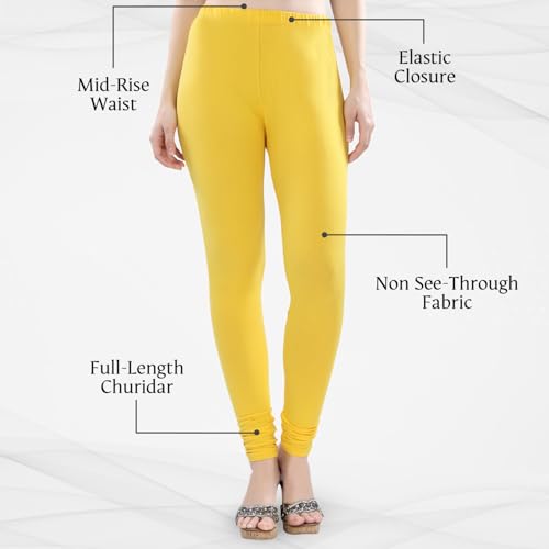 Image of TRASA Ultra Soft Cotton 4 Way Stretchable Churidar Solid Regular and Plus 20 Colours Leggings for Womens and Girls -Sizes :-M, L, XL, 2XL, 3XL, 4XL, 5XL, 6XL