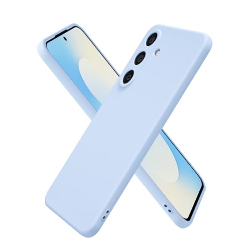 oakxco for Samsung Galaxy S25 FE Case Silicone, Ultra Slim Thin Phone Case for Women Girls, Plain Solid Color Minimalist Aesthetic Cute Girly Design, Soft Rubber Gel TPU with Camera Cover, Light Blue