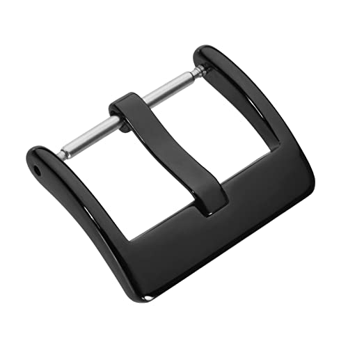 WOCCI 18mm Square Buckle for Watch Band, Polished Stainless Steel (Black)