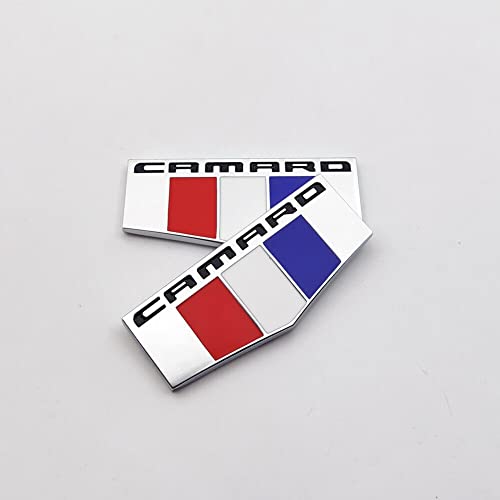 2X Camaro M Emblems 3D Metal Badge Front Right Left Fender Replacement For Camaro Ss Rs Zl1 (Chrome Black) #TOP4