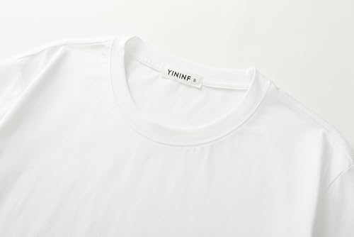 Image of YININF Men's T-Shirts Hipster Short Sleeve Solid Color Crew Neck Cotton Soft Fitted Tees