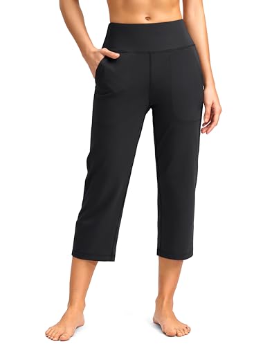 SANTINY Women’s High Waist Capri Yoga Leggings with Pockets