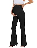 Peauty Black Maternity Pants Maternity Flare Leggings Plus Size Maternity Pants Maternity Leggings Maternity Leggings Cotton Maternity Jeans (Black Short M)