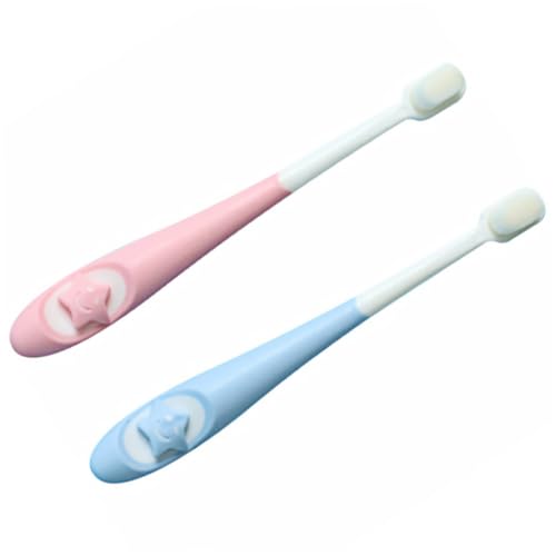 GALPADA 2 piezas Cepillo de Dientes Infantil para Cuidado Oral Cerdas Ultra Finas y Suaves Diseño de Estrellas para Años Colores Rosa y Azul Seguro para Encías Sensibles