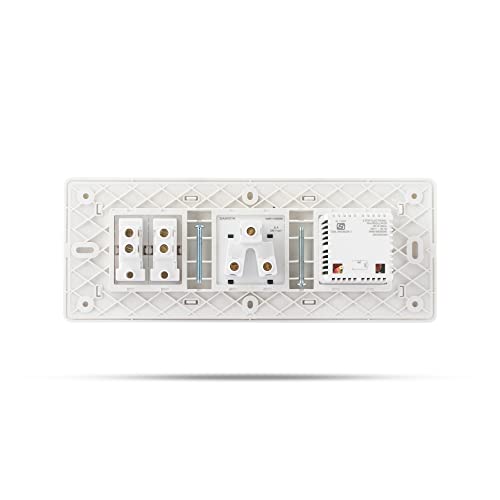 Image of Wipro Northwest (Venia) Switch Combo of 6M Plate + 1M 6A Switch x2 + 6A 3Pin Socket + 5 Step Fan Regulator, White (Kit 11)