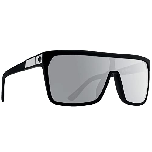 Spy Optics Flynn Sunglasses Soft Matte Black with Happy Gray Green Polar with Silver Spectra Mirror Lens