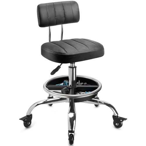 LWADALN Mechanic Stool with Tool Trays