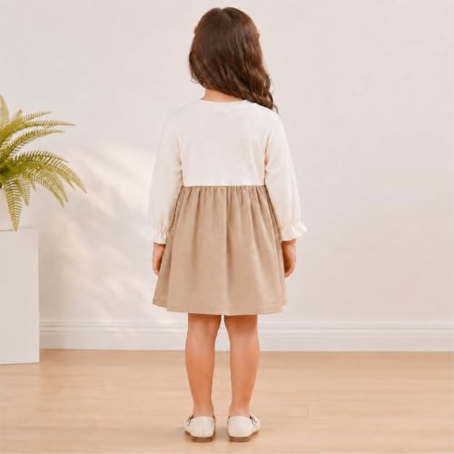 Image of Baby Girls Pink Frock Dress with White Full Sleeves | Cute Casual Dress for Girls | Stylish Flared Knee Length Kids Dress | Birthday, Festive & Everyday Wear