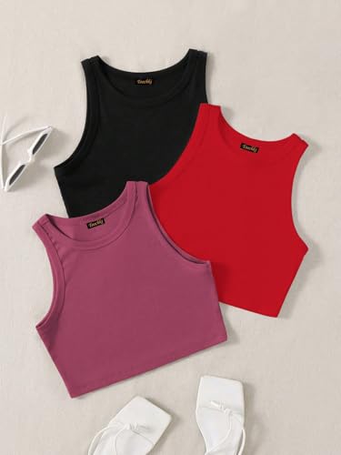 Image of Tops for Women Crop Top for Women's Tank Activewear Tee Sports Western Casual Cotton Camisole Pack of 3 Combo