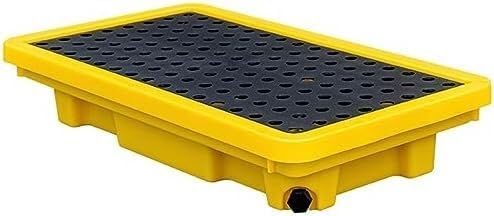 Stackable Plastic Spill Collection Trays with Drain - Modular Oil Drums and Pallets, Durable Polyethylene Spill Platforms (67x67x15CM) for Efficient Liquid Management