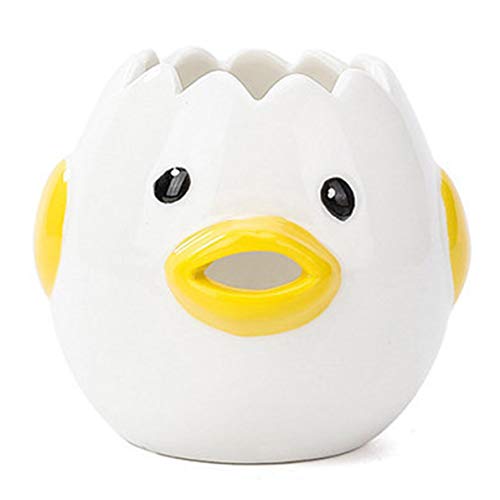 Monllack Separador de Huevos, Separador de Clara de Huevo de cerámica de Pollo Lindo Separador de Huevo Creativo Separador de proteína de yema de Huevo Filtro Herramienta para Hornear (Amarillo