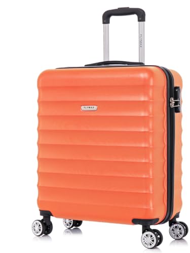 FLYMAX 56x45x25 Easyjet Cabin Bag Hand Luggage Approved Cabin Case Carry on Lightweight Suitcase Also Approved for BA Jet 2 57L 2.8kg Orange